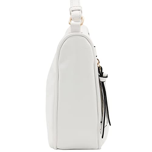 Image of FashionPuzzle Faux Leather Two Front Zipper Pocket Crossbody Saddle Bag