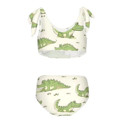 Girls' Bikini Set, Cute Little Crocodile Kids Swimsuit 2 Pcs Beach Bathing Suit2