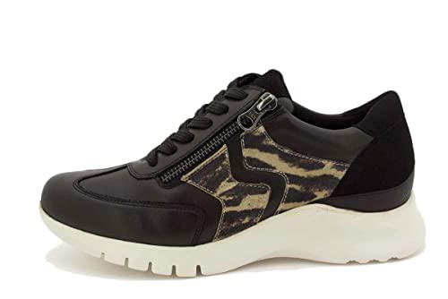 Sneaker cuir noir femme PieSanto 225701 | Basket de confort élégante