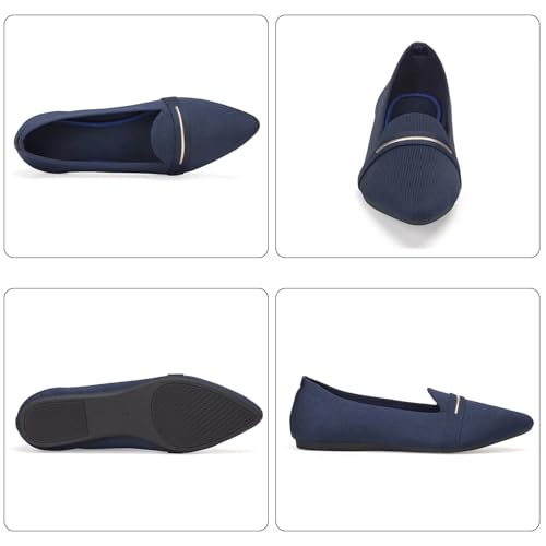 Image of Frank Mully Women's Casual Loafer Flats Slip On Loafer Shoes Comfortable Knit Flat Shoes Classics Pointy Toe Loafer Flats,for Work,Travel