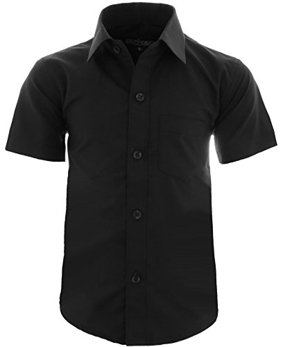 Gillsonz A0 - Chemise de fête pour enfant - Repassage facile Manches courtes 9 couleurs Taille 86-158, Noir , 152/158 cm Cover