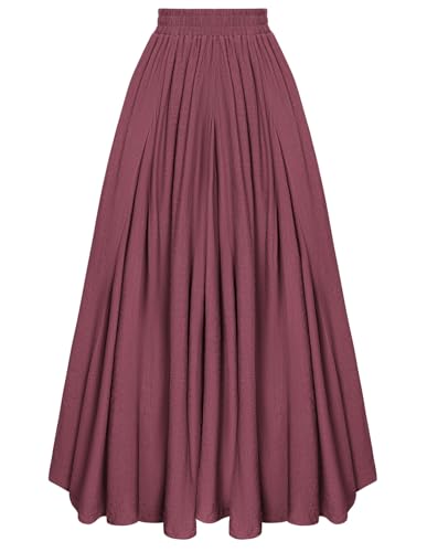 Jupe longue Scarlet Darkness style bohème rétro : le charme du bordeaux plissé XL