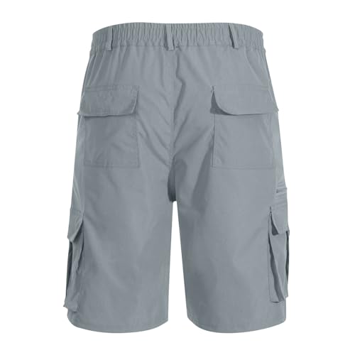 Image of Cargo Shorts for Men,Summer Casual Elastic Waist Big Tall Baggy Shorts Lightweight Hiking Short with Multi Pockets