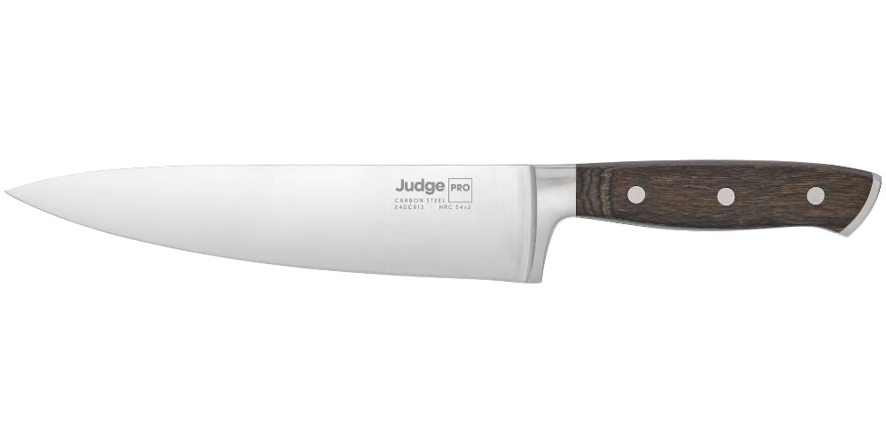 Judge Pro 21cm/8" Cooks Knife - High-Grade Carbon Stainless Steel Blade, Dishwasher Safe, Hard-Wearing Wood Handle, Easy to Sharpen