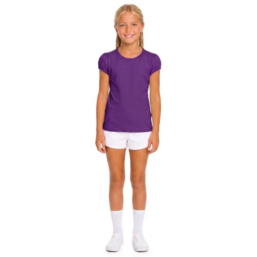 Image of Lilax Girls Short Puff Sleeve Cotton T-Shirt, Toddler & Little Girls Top | 95% Cotton Puff Sleeve Tee; Crewneck, Short Sleeve; Toddler & Girls Sizes 2T-12; for School, Play & Everyday; Machine Wash