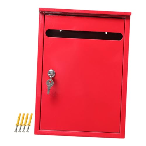 Boîte aux lettres murale en métal rouge grande capacité avec serrure à clé sécurisée pour extérieur