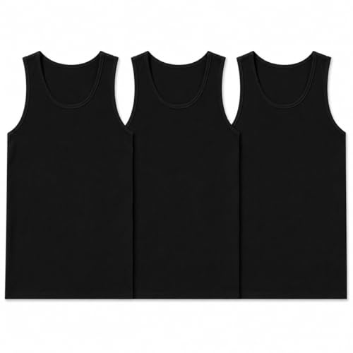 Pack de 3 camisetas sin mangas para hombre en estilo liso y clásico para verano