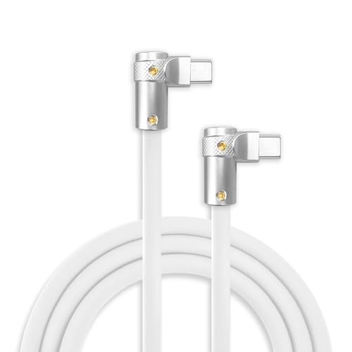 chubbycable 240W Charging Cable 2x90° USB C to C Cable, White, 4.9FT