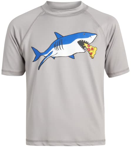 Ixtreme Boys' Rash Guard Set - 4 Piece Upf 50+ Swim Shirt And Bathing Suit Trunks (12M-18), Size 14, Royal/Black Shark Feast #TOP5