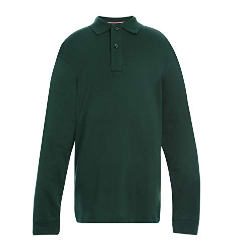 Tommy Hilfiger Long Sleeve Interlock Co-Ed Kids Polo Shirt, Boys & Girls School Uniform Clothes, Hunter, 18-20 #TOP12
