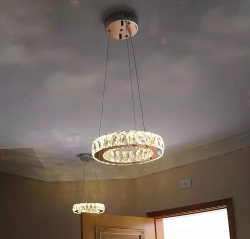 Lustre Pendente de Cristal K9 Legítimo Led Quadrado Morderno Para Sala Com Controle Remoto