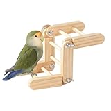 Sittichleiter Aus Holz – 10 X 8 Cm Kleine Vogel-Kletterleiter | Natürliche Hölzerne Verstellbare Kauspiele Für Hängematte, Conure-Spielplatz, Outdoor-Indoor-Terrasse, Innenfenster, Balkone, Garten, Ho