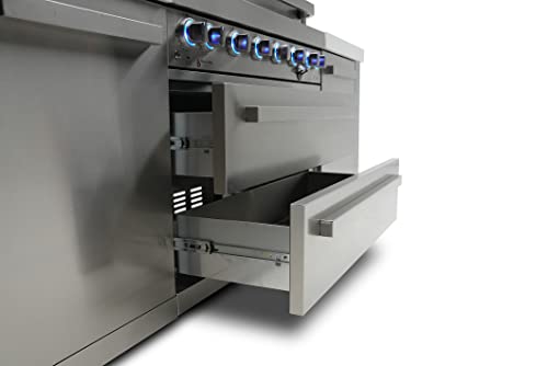 Mont Alpi Mai805-D 44-Inch 6-Burner 115000 Btu Stainless Steel Outdoor Kitchen Bar Island Barbecue Gas Grill W/Ceramic Infrared Rear & Side Burner + Granite Countertops + Storage Cabinets & Wheels #TOP2