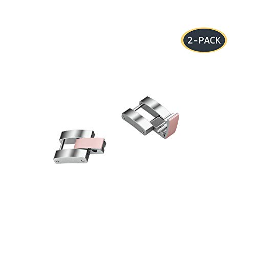 TOYOUTHS 2-Piece Extra Links Compatible with Fitbit Versa Bands Replacement Stainless Steel Metal Chains Clasps Accessories Silver+Rose Gold