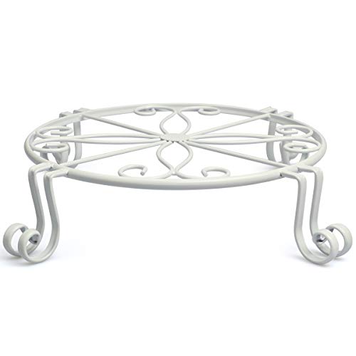 Autopromake White Plant Stand for Flower Pot Heavy Duty Potted Holder Indoor Outdoor Metal Rustproof Iron Garden Container Round Supports Rack for Planter Bronze Pumpkin Stand Outdoor