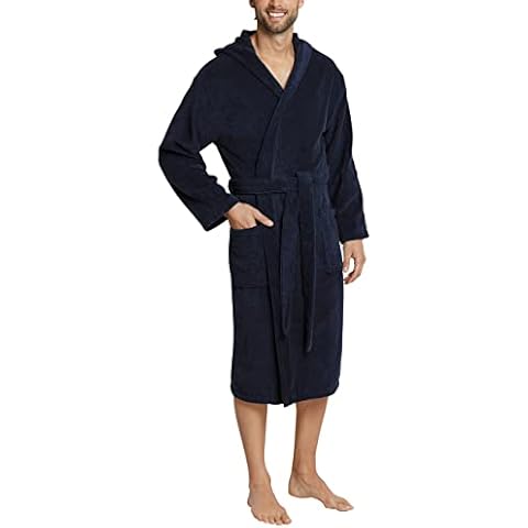 Schiesser Herren Bademantel mit Kapuze, Blau (815-navy), L Cover