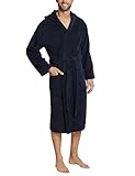 Schiesser Herren Bademantel mit Kapuze, Blau (815-navy), L