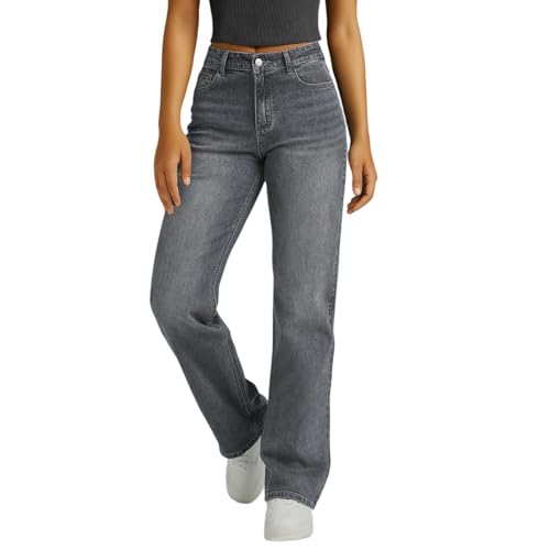 Straight Leg Jeans for Women Trendy High Waist Jeans Ladies Relaxed Fit Denim Pants Cowgirl Outfits with Pockets2