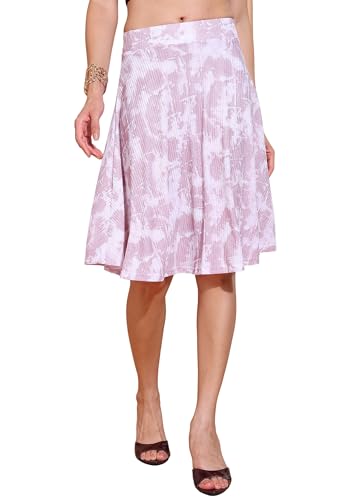 Image of FRAULEIN Women's Tie-Dye A-Line Self Design Printed Maxi /Midi Skirt | High Waist Flared | Soft Ribbed Texture | Casual Summer Knee Length Vacation Skirt