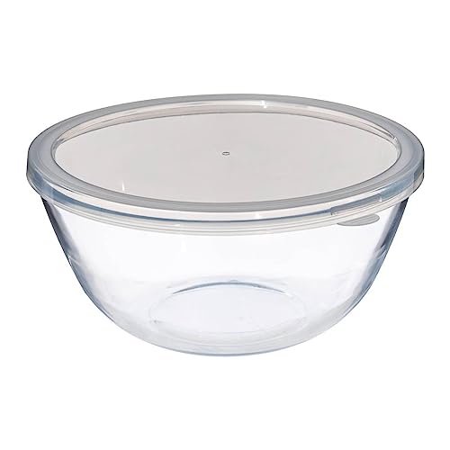 5five - Bol à Mixer en Verre Avec Couvercle 4,4 L - D 27 cm, Saladier de Préparation - Pour Cuisine, Pâtisserie