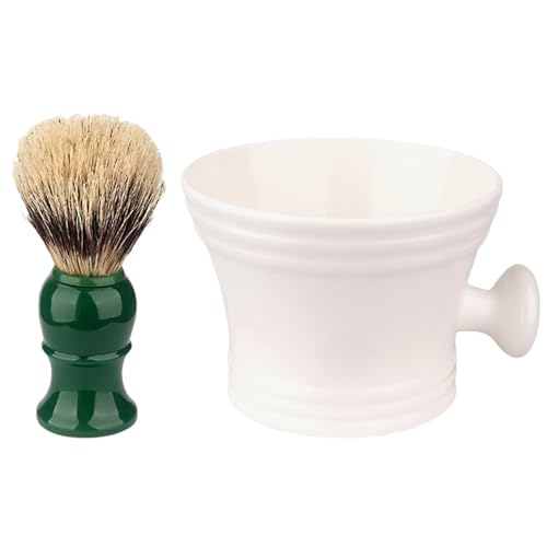 Limtula Cuenco de jabón de afeitar con brocha de afeitar, taza de afeitar para crema de afeitar y jabón, juego de brochas de afeitar para padre, marido, cepillo de jabón y cuenco