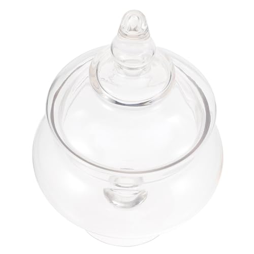 WATIIFUFU 1 Pc Jarra De Vidrio Tarro De Dulces Tazón De Dulces Tarro De Azúcar Frascos Con Tapas Contenedor De Comida Frascos De Boticario Seco Gran Vitrina Favores Térmico Cajas Transparent