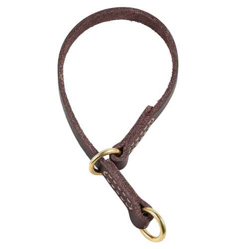 Collier pour Chien sans Traction en Cuir, pour Dresser et Promener Les Chiens, Cuir de Vachette Pleine Fleur sélectionné, Robuste, Confortable, Noir, Marron, Cinq Tailles différentes de 30 à 60 cm