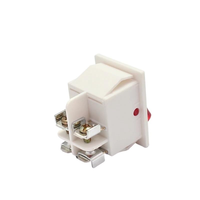 KLVN 22x28mm White Body on Off 16A/250V 4 Screw pin DPST T85 Auto Boat Marine Toggle Rocker Switch with LED 220V