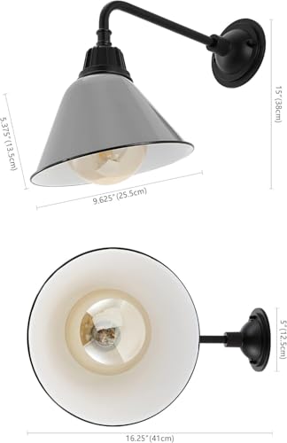 Image of JONATHAN Y Croydon 1-Light Gooseneck Barn Sconce 9.63 inch, Gray
