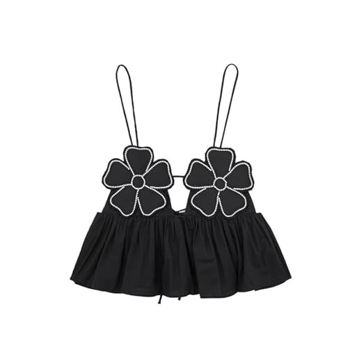 JAMPOL Floral Chic Cropped Top Vest for Women Camisole Backless Suspender Tops Female Elegant Sexy Sleeveless Street