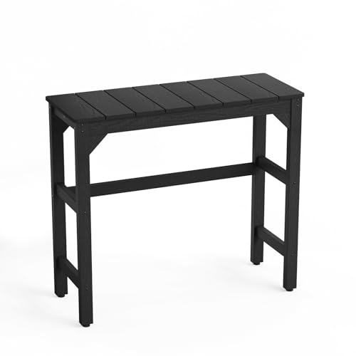 Stoog All-Weather Patio Bar Table, Outdoor Bar Table with Adjustable Feet, Patio Counter Bar Height Tables with Waterproof Top, Never Fade or Rot, for Garden, Balcony, Deck, and Poolside, Black