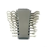 Set di 11 chiavi a doppia estremità aperta, in acciaio legato, kit di chiavi a doppio uso con ripiano portaoggetti, utensili manuali ergonomici per meccanica e costruzione