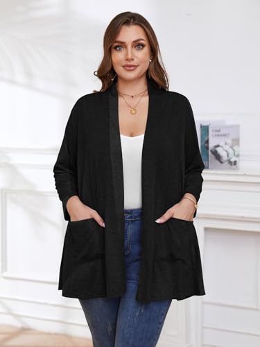 BELAROI Women Cardigan Casual Lightweight Plus Size Cardigan 3/4 Sleeve Open Front Soft Light Cardigan Drape Duster4