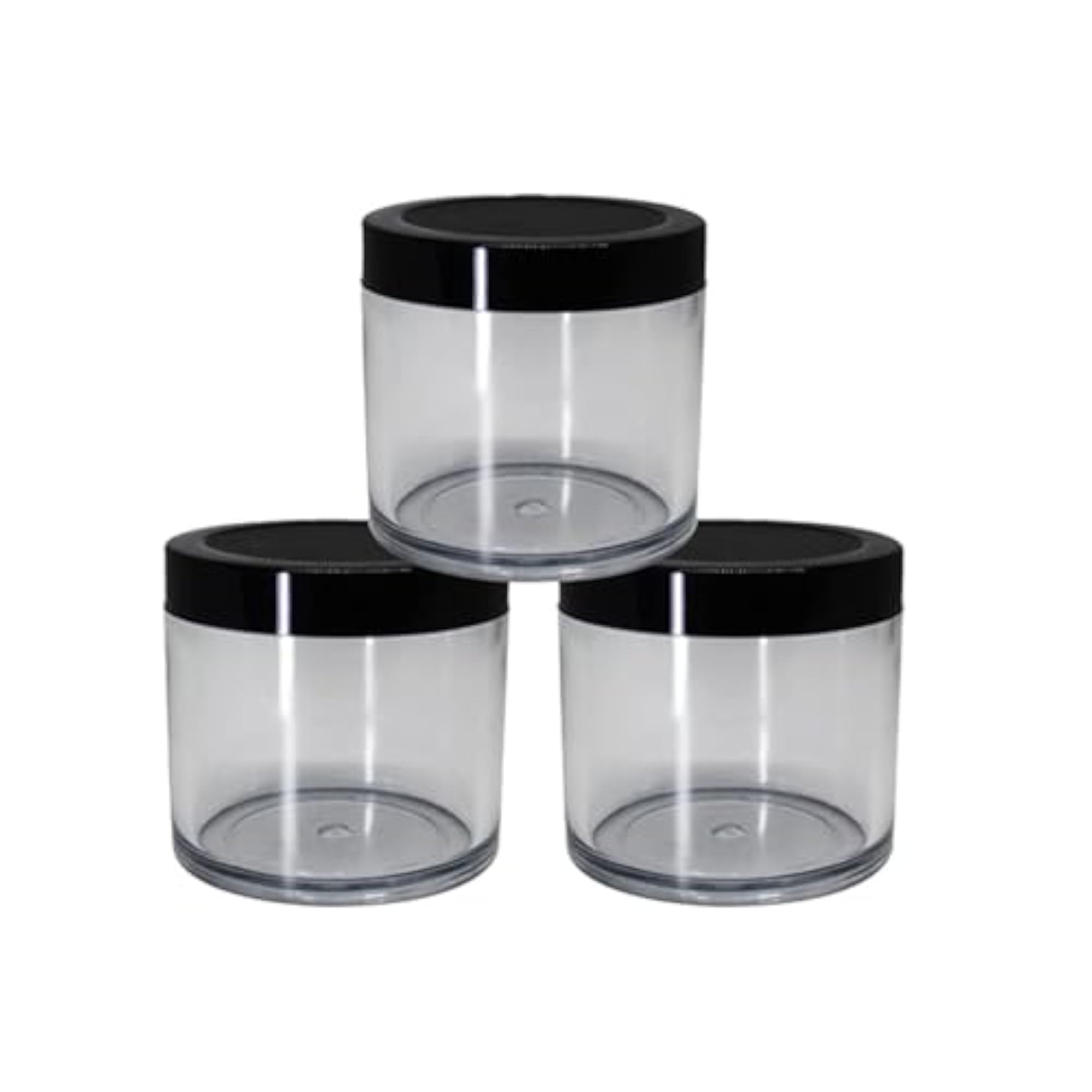 Clear Acrylic Jars with Black Outer Lid, Reusable Cosmetic Containers