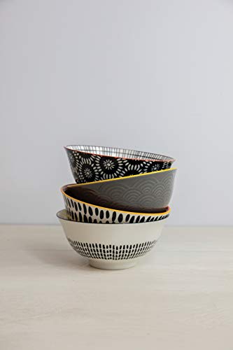 KitchenCraft Patterned Cereal Bowl Set in Gift Box, 4 Ceramic Bowls Ideal for Ice Cream, Soup and More, 'Monochrome' Designs, 15cm – Ansicht 4