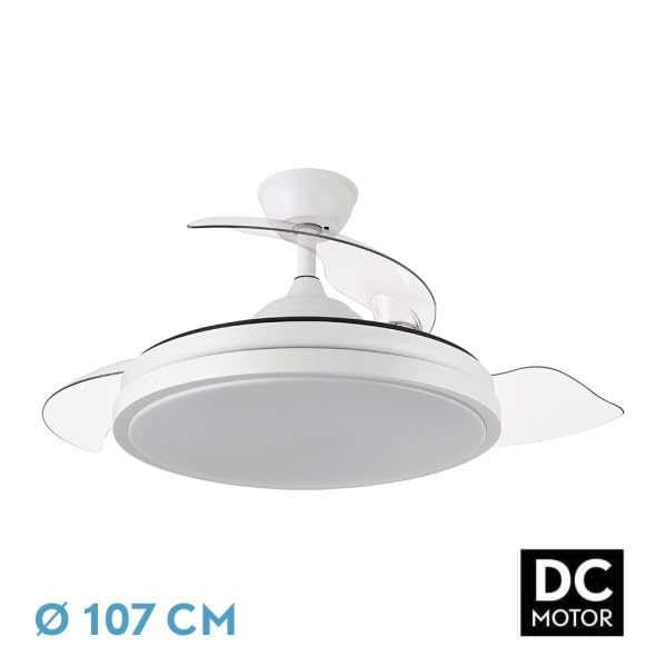 ESPARTA Ventilatore Soffitto Con Luce LED | Pale Retrattili | Telecomando | Bianco - Foto 4