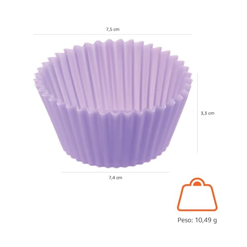 Miniatura 6 de Amazon Basics Redonda Moldes Individuales de Silicona para Magdalenas, Reutilizables, Paquete de 12 (Aptos para Horno hasta 220 °C), Multicolor