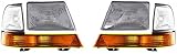 Garage-Pro Headlights Assembly Driver Passenger Kit for Ford Ranger Splash XL XLT 1998-2000, Halogen with Bulbs, W/Corner Light, Replaces# F87Z13008FB F87Z13008EB F87Z13200BA XL5Z13200AA F87Z13201BA