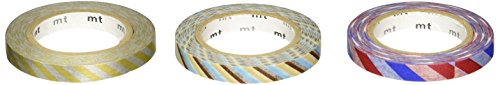 mt Slim Cinta adhesiva de papel Washi [MT Kamoi Kakoshi genuina/producida en Japó: 0.24 in. x 33 ft. / Twist Cord C (multicolor) / 3-paquete [3 rollos/paquete]