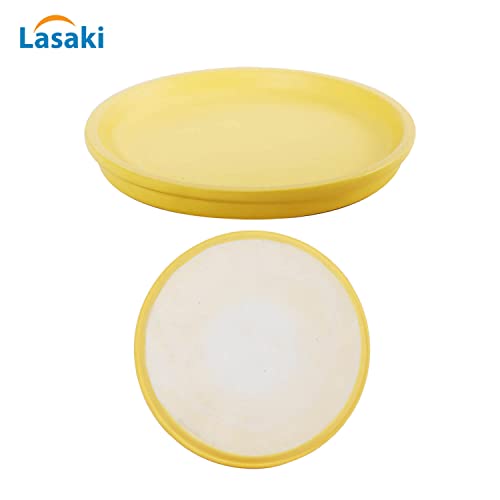 Image of Lasaki Round Saffron Ceramic Bottom Tray /Plate for Planter (5-inch, Set of 2) | Dripping Tray for Pots & Succulents | Indoor & Outdoor Planters Home Garden Decor (Plants Not Included)