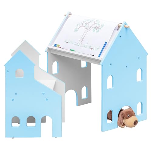 Image of Alex Daisy Holland Kids Study Table and Chair Set with Easel for 3-12 Years (Blue)