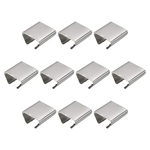 uxcell Fold Over Crimp End Caps, 50Pcs 20 x 20mm Ribbon End Clasp Tips Clamp Cord Ends for Jewelry DIY Craft Making, White Nickel