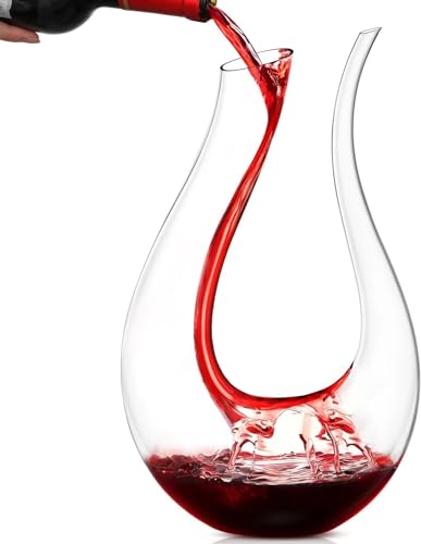 1.2L Clear Hand Blown Crystal Glass Wine Decanter U Shape Red Wine Aerator and Carafe for Home Bar