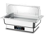 XDAWQP Buffet-Heizung, Edelstahl, Selbstbedienung, ungedeckter Herd, elektrische Heizung, Buffetherd, Touch-Temperatureinstellung, Hotel-Restaurant, Thermo-Topf, Frühstücksherd (Silber-einzelnes