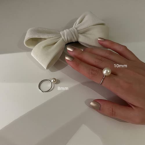 Dtja Shell Pearl 925 Sterling Silver Ring for Women Girls Adjustable Expandable Round Ball Wedding Statement Finger Rings Comfort Fit Simple Elegant Engagement Promise Birthday Jewelry Gift4