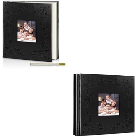 Posater Large Photo Album Self Adhesive Scrapbook Album (Black)&Posater Photo Album 4x6 600 Pockets (Black) Cover