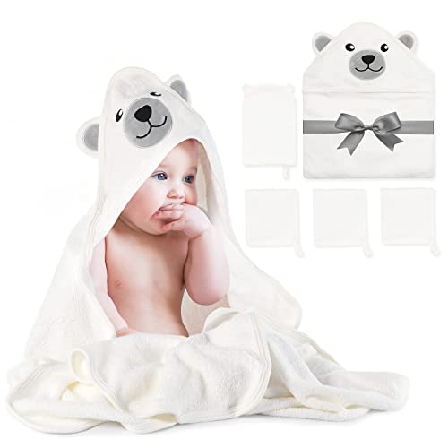 Momcozy Bambus Baby Badetücher Set 5er Pack, Babyhandtuch mit Kapuze ,...