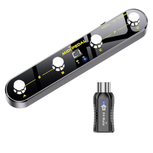 Wireless MIDI Foot Controller Pedal with MIDI Receiver, Bluetooth & USB MIDI Footswitch Controller...
