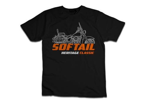 Biker T-Shirt for Harley FLSTC & FLSTCI Heritage Softail Classic Fans, 100% Cotton, Classic Fit, Motorcycle-Inspired Design