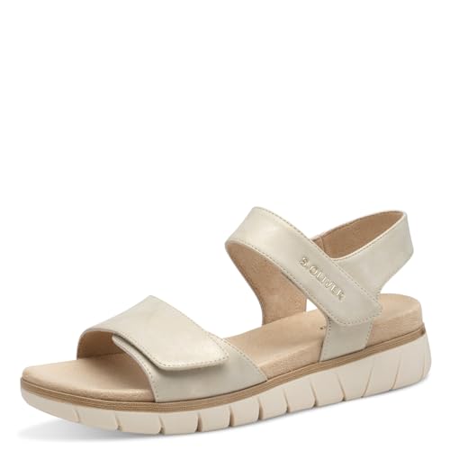s.Oliver Damen Sandalen flach mit Klettverschluss Vegan, Gold (Champagne), 41 EU